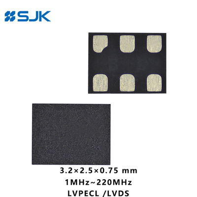 SMD 3225 Μέγεθος Προγραμματισμός MEMS LVPECL Διαφορετικός ταλαντωτής με 6Pads Υποστήριξη 1-220MHz 2.25-3.63V