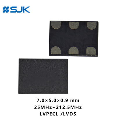 SMD 7050 Προγραμματιζόμενος MEMS LVPECL ταλαντωτής με 6Pads Υποστήριξη 1-220MHz 2.25-3.63V